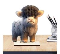 Décor de vache des Highlands écossais | Décor de pépinière de vache en bois | Figurines de collection de bétail de dessin animé, décoration de table de Highland pour les cadeaux de fête à la mai