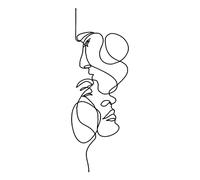 Décor De Visage De Couple Minimaliste, Silhouette minimaliste Décoration d'Art de Ligne de Visage Sticker Mural Décor Couple Ligne Maison Mur Art Décor, Art mural abstrait Deco Murale Salon (40*14cm)
