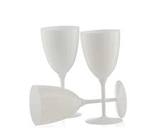 Decor Decorline - 48 x Gobelets à vin en Plastique Rigide de Qualité Supérieure des Verres à Vin - Blanc - pour les Mariages et Fêtes, 200 ml - Réutilisables et Stables