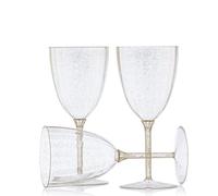 Decor Decorline - 48 x Gobelets à vin en Plastique Rigide de Qualité Supérieure des Verres à Vin - Paillettes Dorées - pour les Mariages et Fêtes, 200 ml - Réutilisables et Stables