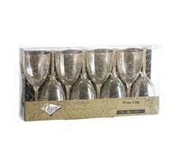 Decor Decorline - 96 x Gobelets à vin en Plastique Rigide de Qualité Supérieure des Verres à Vin - Paillettes Dorées - pour les Mariages et Fêtes, 200 ml - Réutilisables et Stables