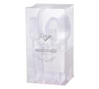 Decor Decorline - Ensemble de couverts réutilisables en plastique robuste - 40 pièces - Chacun avec 20 fourchettes, 10 couteaux et 10 cuillères - Baroque Collection - Transparant