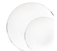 Decor Decorline - Ensemble Vaisselles d'assiettes réutilisables de 32 pièces/Pour 16 Personnes - Classic Combo - Blanc/Argent - Assiettes Dîner & Entrée Dessert - 2 tailles (16x26cm & 16x19cm)