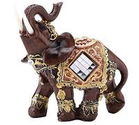 Décor D'éléphant, Statue D'éléphant Elefantes De La Suerte en Résine pour La Maison, Le Bureau, L'hôtel ou Le café (Médium à Grain de Bois)