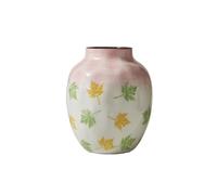 Décor d'intérieur Vase craquelé Vintage à imprimé Feuille d'automne | Ornement d'accent de corps court et arrondi for le salon(Pink,Petit)