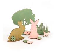 Décor en bois à monter soi-même Lapins et Nature 22,5 x 17,5 x 0,2 cm