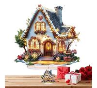 Décor en forme de petite maison, panneau en forme de maison - Ornement de table Valentine House - Petit ornement de manteau d'hiver en acrylique, signe en forme de maison, décor de vacances pour la ma