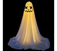 Décor fantôme d'halloween, décorations fantômes éclairées pour Halloween,des LED effrayantes éclairent Un fantôme Blanc - Fantômes avec guirlandes Lumineuses à Piles, Cadeaux de Vacances AMU