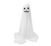 Décor Fantôme en Tissu Blanc à Hauteur Réglable, Fantôme en Tissu Lumineux, Fantôme Unique et Mignon avec Guirlande Lumineuse pour Porche et Cour de Maison