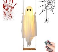 Décor fantôme Spooky - Halloween Swing Ghostt Decoration | Grand fantôme Suspendu avec des lumières de chaîne à Distance | SPOOKYY Yard OUTDOOOR, Porche, Arbre, fête d'Hallowen intérieure à la Maison