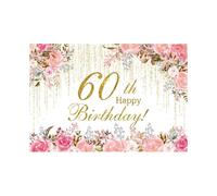 Décor floral aquarelle pour un 60e anniversaire - Fleurs sauvages, chiffre 60 doré, thème jardin, décoration pour fête de grand-mère, table