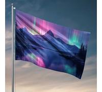 Decor For Man Cave Aurora Borealis Over The Mountains Flag Porche Flag Cool Flags For Man Cave (30 x 45 cm)
