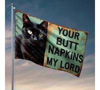 Decor For Man Cave Black Cat Humour : « Your Butt Towels My Lord » Drapeau Fun Stuff Décoration de porte de chambre (30 x 45 cm)
