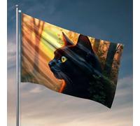 Decor For Man Cave Black Cat In The Sunset Forest Flag Porche Flag Cool Flags For Man Cave (152 x 244 cm)