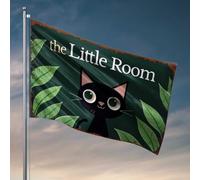 Decor For Man Cave Curious Black Cat In Green Leaves Flag Cool Posters For Guys Fall House Flag (152 x 244 cm)