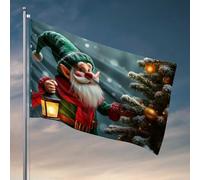 Decor For Man Cave Elfe de Noël avec lanterne et drapeaux d'arbre à accrocher dans votre chambre Décoration vintage (30 x 45 cm)