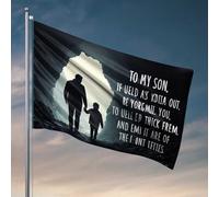 Decor For Man Cave Exploring The Unknown Together: A Father And Son's Journey Flag Drapeaux pour chambre à coucher Accessoires de salle de jeux (30 x 45 cm)