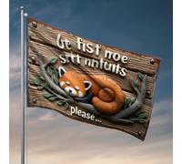 Decor For Man Cave Panda rouge endormi sur une branche avec panneau rustique pour décoration de porte de chambre à coucher (30 x 45 cm)