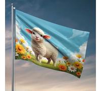 Decor For Man Cave Pastoral Bliss : A Lamb In A Flower Garden Flag Porche Flag Cool Flags For Man Cave (30 x 45 cm)