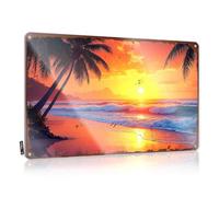 Decor For Man Cave Sunset Serenity Tropical Beach With Palm Trees And Rolling Waves Tin Sign Funny Alcohol Sign Metal Man Cave Decor (20 x 30 cm)