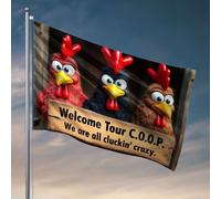 Decor For Man Cave Welcome To Our Coop. We 'Re All Crazy! Drapeau vintage Décoration de porche (30 x 45 cm)