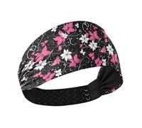 decor gift Bandeau élastique antidérapant avec fleurs magenta et papillons blancs pour le maquillage