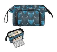 decor gift Buffalo Demon Trousse à crayons de grande capacité multifonction pour infirmière, école préparatoire, bolsita para lapiceros Bleu et gris