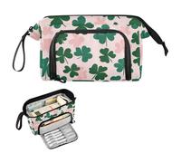 decor gift Clover Leaf Trousse à crayons de grande capacité avec compartiment pour fournitures scolaires et lycéennes Rose Vert