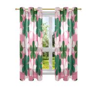 decor gift Cortina para cuartos bloqueador de luz Rideaux courts 160 cm de long 2 panneaux Motif trèfle d'Irlande du Nord Rose Vert 160 x 106 cm