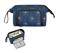 decor gift Flor De Mayo Trousse à crayons de grande capacité avec compartiment pour cosmétiques pour enfants Bleu nuit