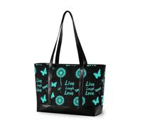 decor gift Grand sac fourre-tout tendance avec fermeture éclair, champignons gothiques pastel pour enseignant avec tablette, Papillon bleu pissenlit