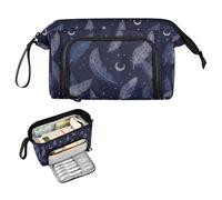 decor gift Grande trousse à crayons avec fermeture éclair - Motif plumes de tarrot mystère - Pour étudiants et écoliers