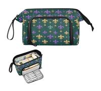 decor gift Grande trousse à crayons Carnaval Fleur de lys Vert foncé Grande capacité Fermeture éclair Légère pour femme College estuche pequeno para lapices