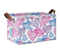 decor gift Heart Sketch Lot de 2 grands paniers de rangement simples avec poignées pour livres, serviettes et vêtements pour organiser des livres, des étagères, des placards cajas organizadoras para