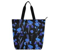 decor gift Joli sac fourre-tout pour enfants et adultes France Iris Sibirica bleu électrique robuste avec poches intérieures pour l'école, le shopping, les voyages