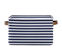 decor gift Lot de 2 paniers de rangement à rayures horizontales bleues et blanches pliables et imperméables avec poignée robuste pour serviettes, cajas para placard