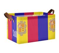 decor gift Lot de 2 paniers de rangement pliables en tissu avec poignées pour la maison, le bureau, le placard, les étagères, les livres, le drapeau d'Andorre
