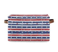 decor gift Lot de 2 paniers de rangement pliables et imperméables avec poignée robuste pour buanderie Motif étoiles blanches Rouge/bleu/blanc