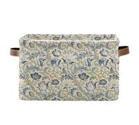 decor gift Lot de 2 paniers de rangement pliables et imperméables avec poignée robuste - Tulipes jaunes et bleues William Morris - Pour jouets bolsas para guardar cobijas