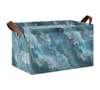 decor gift Lot de 2 paniers de rangement pliables texturés bleu turquoise avec poignées pour livres et vêtements, salon, chambre à coucher, bureau, placard, vêtements cajas para guardar cosas