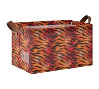 decor gift Lot de 2 paniers de rangement rectangulaires avec poignées pour livres et vêtements, pour étagères, placard, noir et orange, imprimé fourrure de tigre