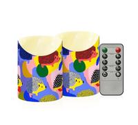 decor gift Lot de 2 petites bougies sans flamme Galets de porc-épic de la | Bougies à piles vacillantes réalistes pour décoration de table à manger (D 7,6 x H 15,2 cm)