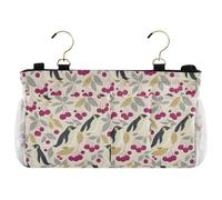 decor gift Panier de rangement de chevet Pingouin Framboise Blanc cassé Sac de poche à suspendre pour rails de lit Organizer para cuarto
