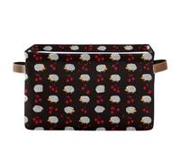 decor gift Paniers de rangement Crazy Crawling Hedgehog Cherry - Paniers pliables et imperméables - Boîtes de rangement avec poignée robuste - 2 pièces pour camping-car para guardar zapatos