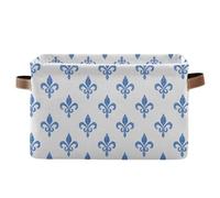 decor gift Paniers de rangement en forme de fleur de lys bleu et blanc, panier de rangement pliable et imperméable avec poignée robuste pour organiser les vêtements, 2 pièces pour outils