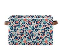 decor gift Paniers de rangement Naughty Ocean Leopard Cyan pliables et imperméables pour organiser avec poignée robuste 2 pièces pour couverture placard para ropa de habitacion