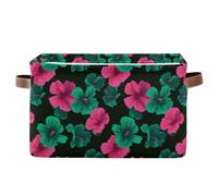 decor gift Paniers de rangement Oliver Jeffers style hibiscus magenta vert pliable et imperméable avec poignée robuste pour rangement de literie