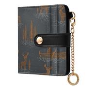 decor gift Portefeuille fin et pliable en sherpa pour femme Motif élan Gris