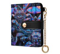 decor gift Portefeuille pliable classique en cuir synthétique pour femme Motif fer à cheval et crabe Bleu clair