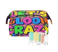 decor gift Sac à pharmacie avec fermeture éclair Let Glow Crazy Rétro coloré Citation Groupe (mots longwords) Pochette à bijoux pour capacité de voyage cosmétique